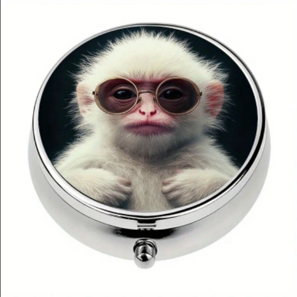 Monkey In Glasses 3 Compartment Pill Box